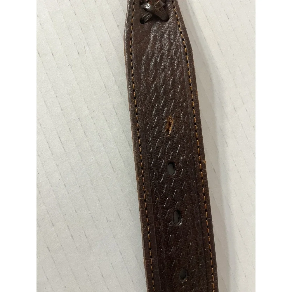 Unbranded Leather‎ Belt Mens 32 Brown Vintage Western Concho Braided Scalloped
